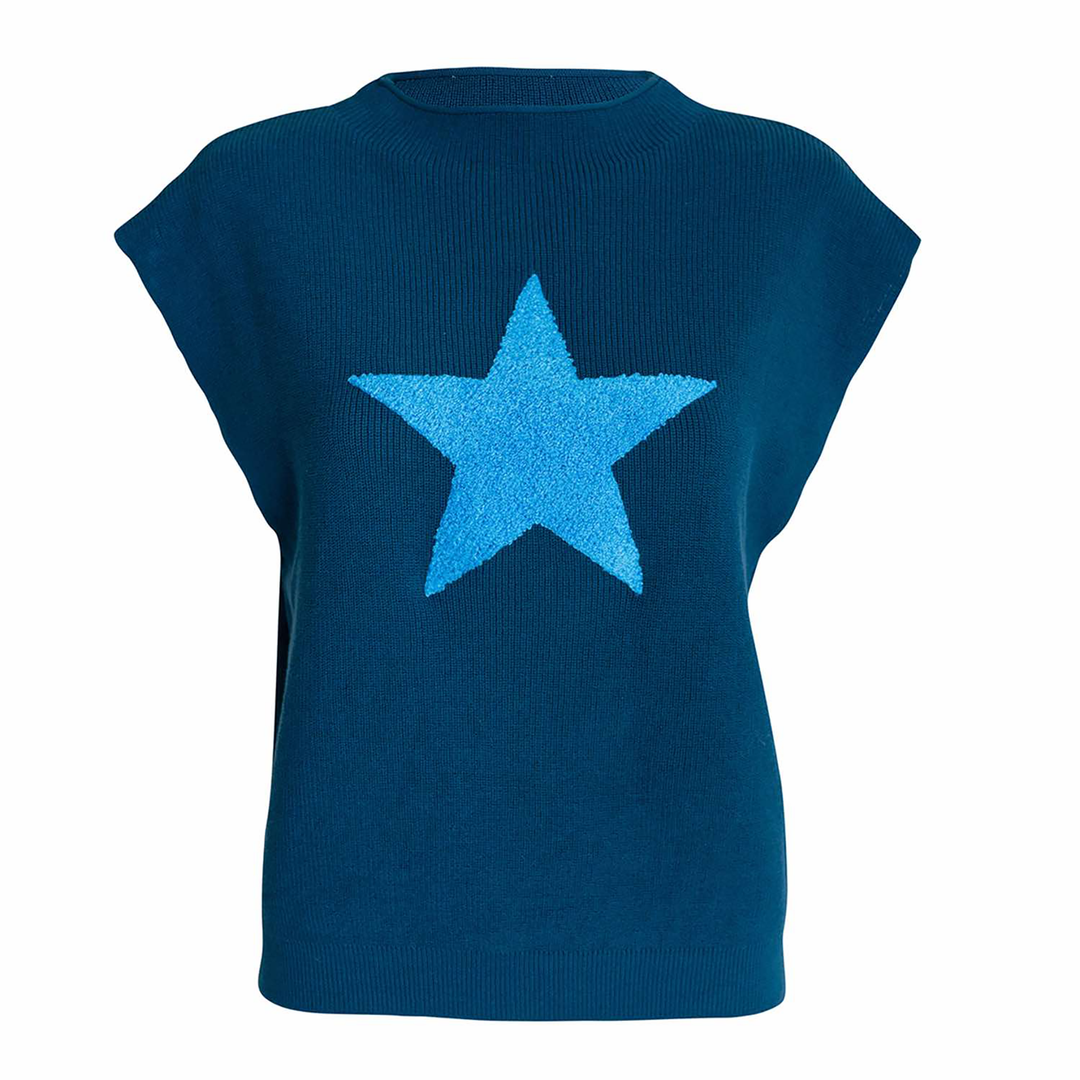      superstar-knit-top-blouse-star-cotton-teal-alana-kay-art-1