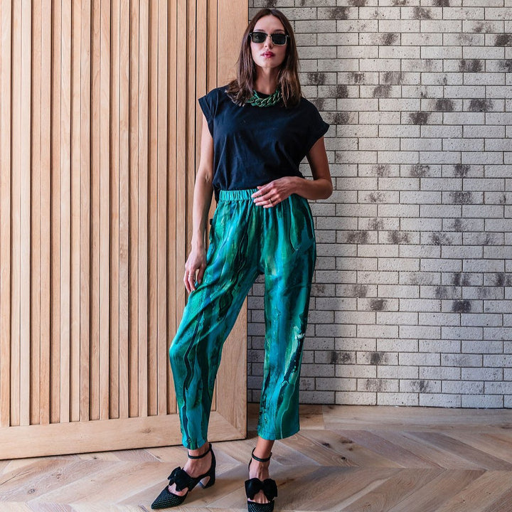 Straight Leg Pants with Pockets and Elastic Waist