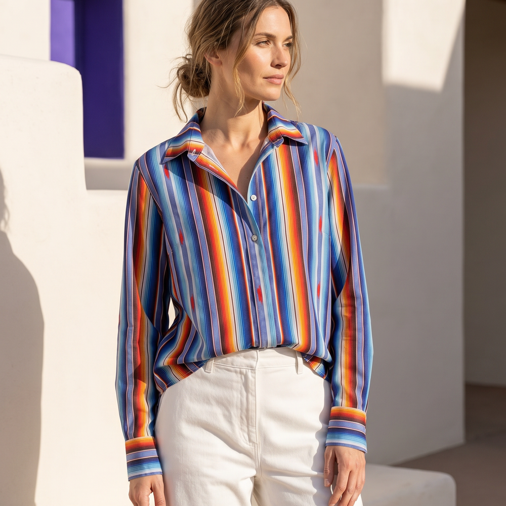 woman wearing striped shirt