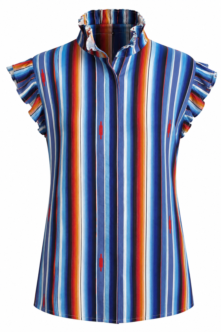 Sleeveless Ruffle Blouse - Linen