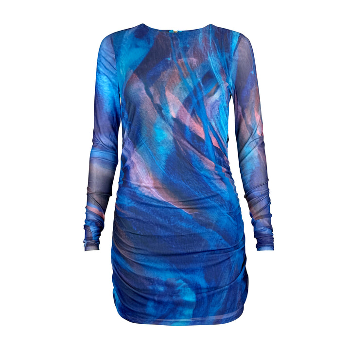 Short Mesh Dress with Ruching