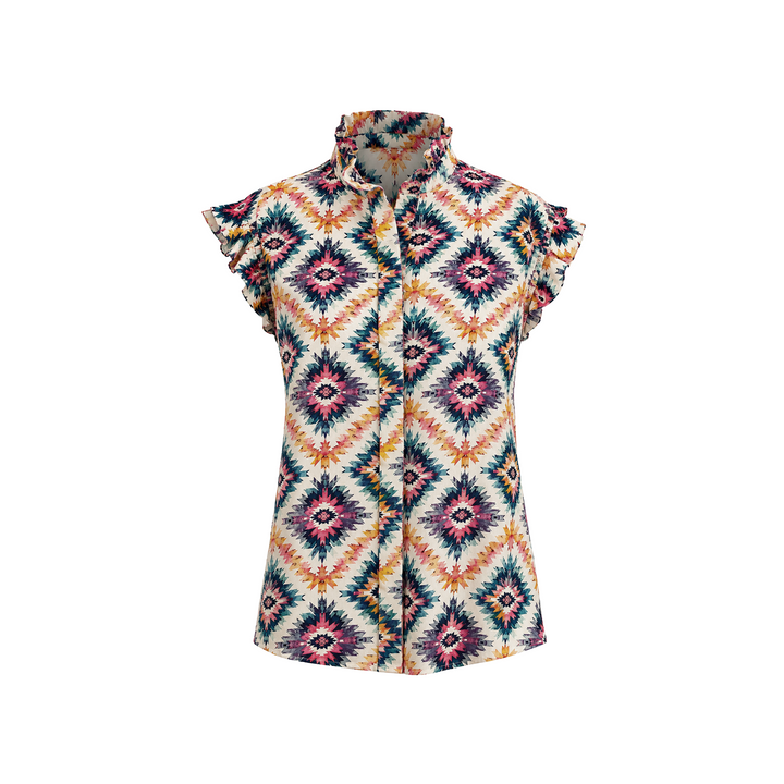 Sleeveless Ruffle Blouse - Linen