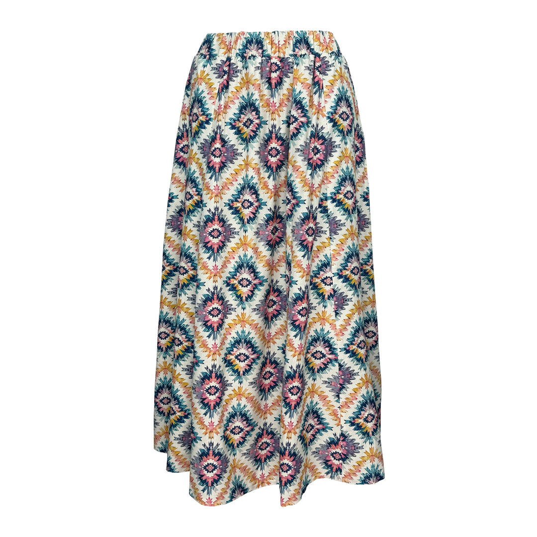 Elastic Waist A Line Skirt - Linen