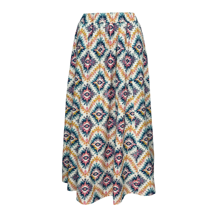 Elastic Waist A Line Skirt - Linen