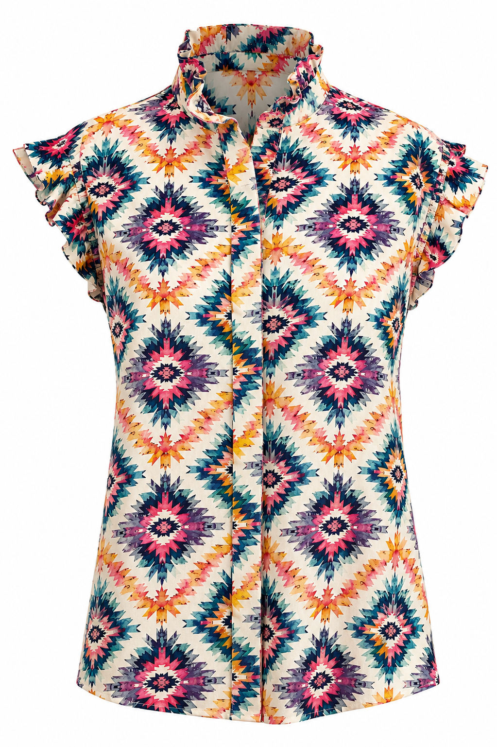 Sleeveless Ruffle Blouse - Linen