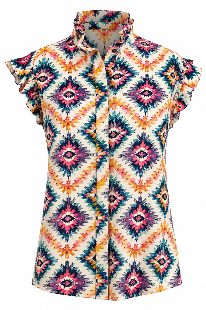 Sleeveless Ruffle Blouse - Linen