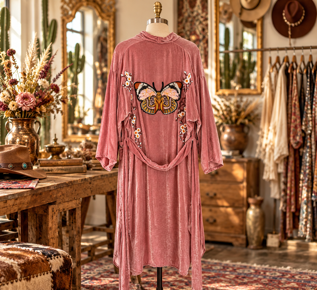 JG Silk Velvet Embellished Kimonos