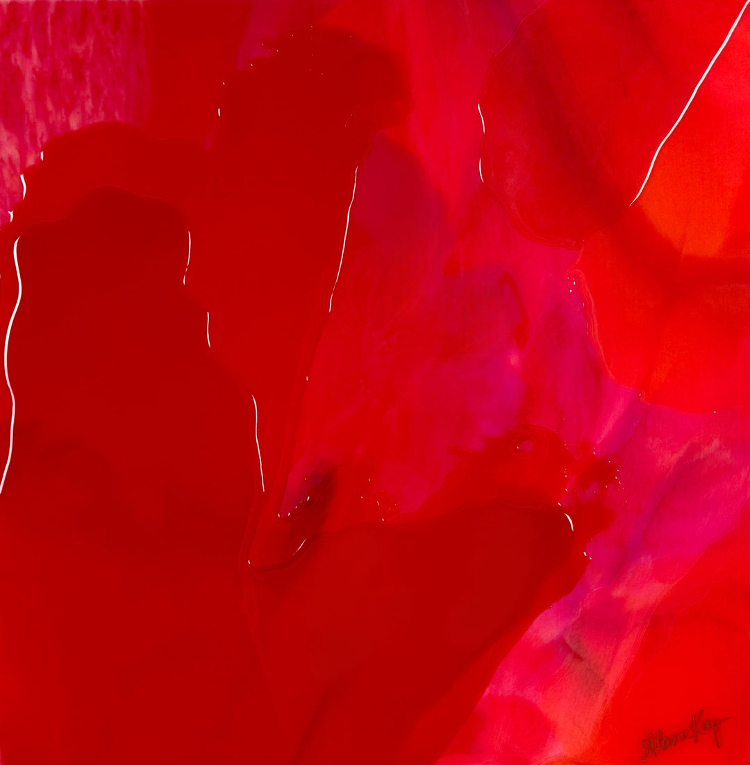 Abstract art with red and pink colors