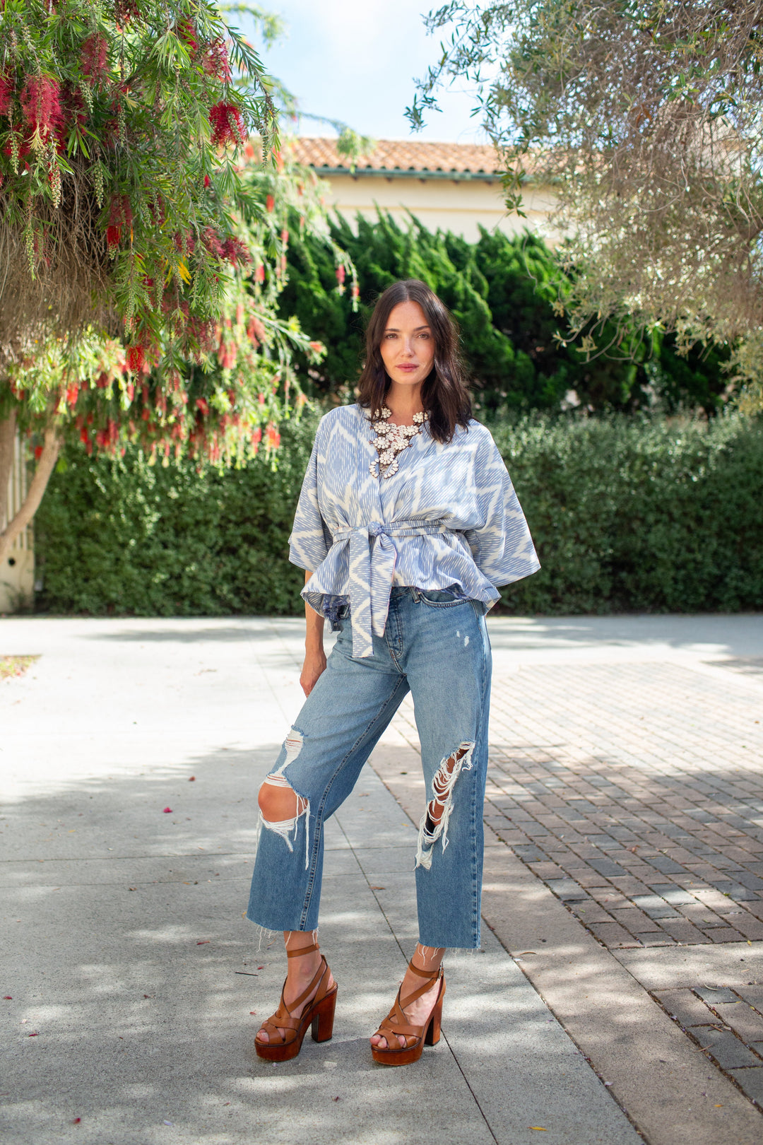 KG Rosemary Crop Kimono Jacket in Ikat Spring