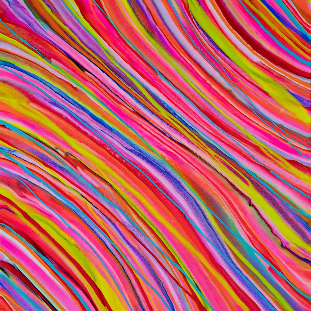 Abstract painting with vibrant, swirling colors