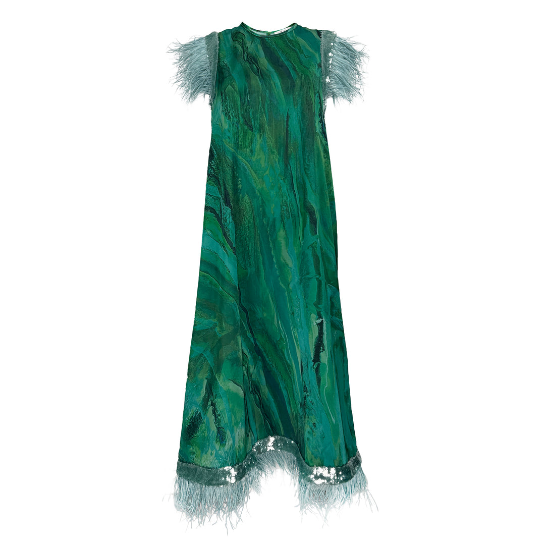 Feather Sequin Cocktail Dress