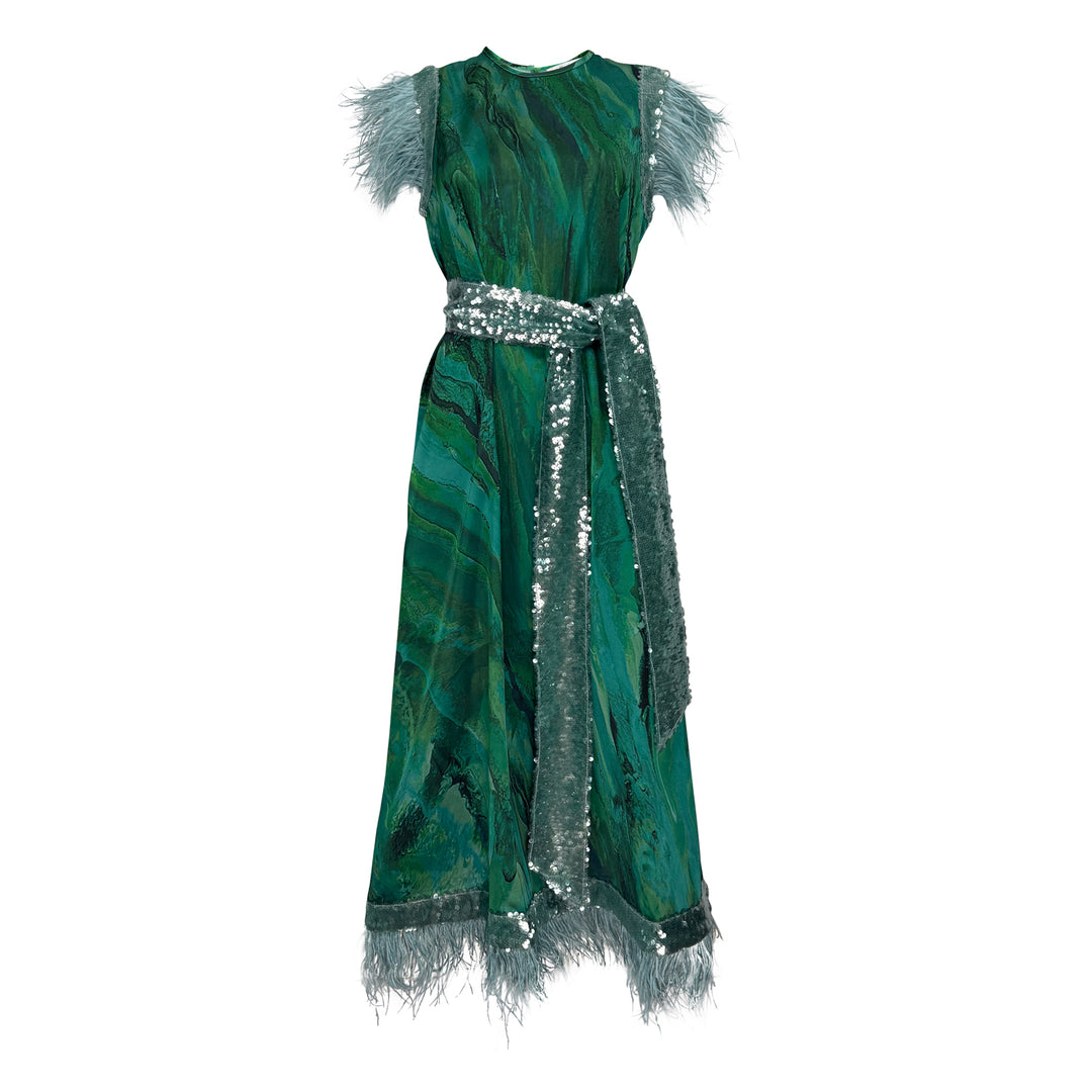 Feather Sequin Cocktail Dress