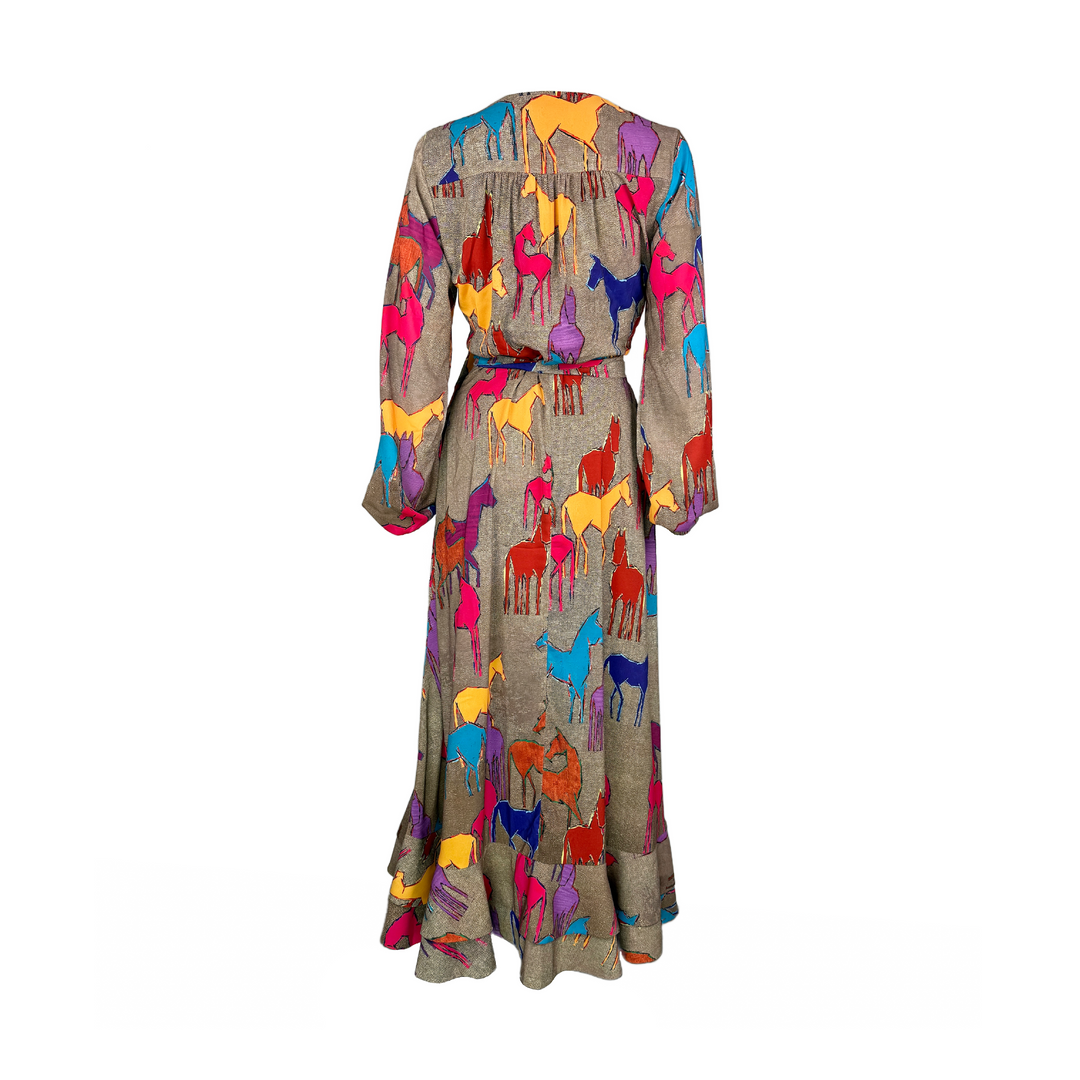Long Sleeve Wrap Dress - Chiffon Fabric