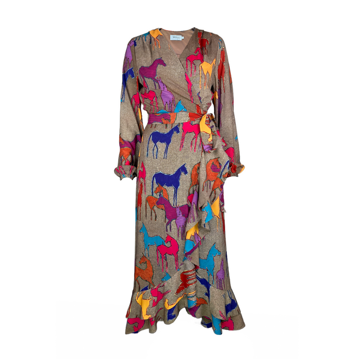 Long Sleeve Wrap Dress - Chiffon Fabric