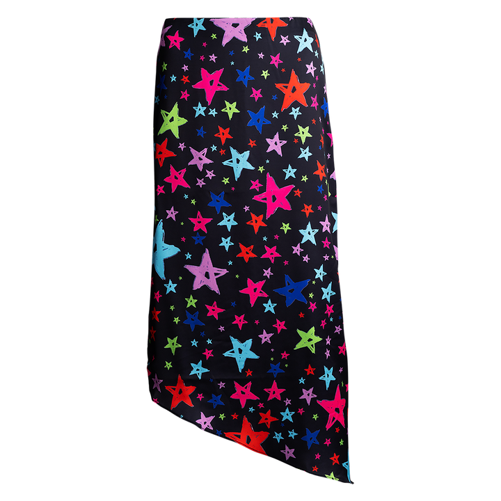 asymmetrical-skirt-side-slit-zipper-wearable-art-multicolor-stars-alana-kay-art-1