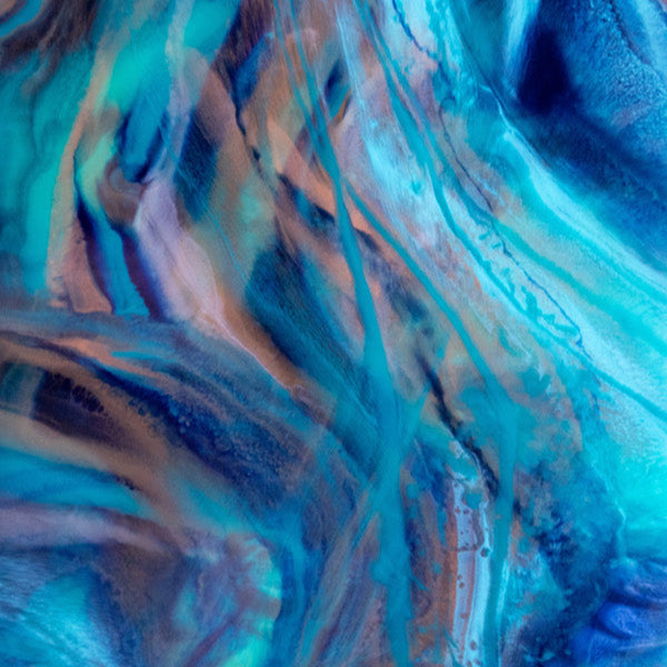 Abstract artwork with swirling blue and purple colors