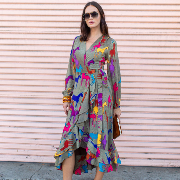 woman in a wrap dress