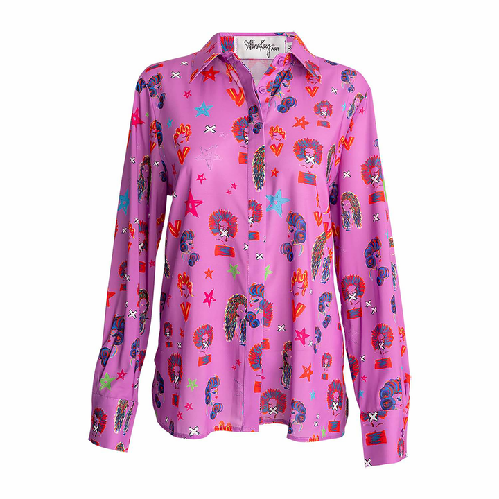    lotus-blouse-long-sleeve-button-up-chiffon-wearable-art-womens-rights-purple-alana-kay-art-1