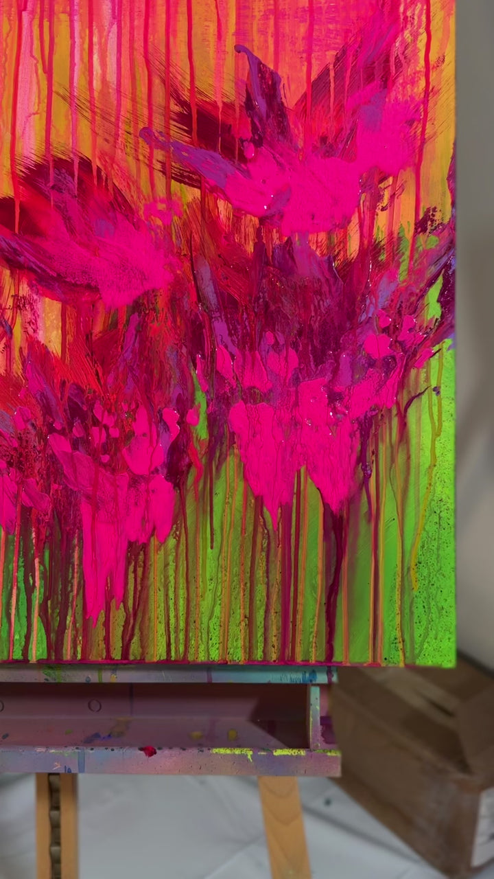 Heaven Falls, Earth Rises - Original Abstract Painting with Custom Frame