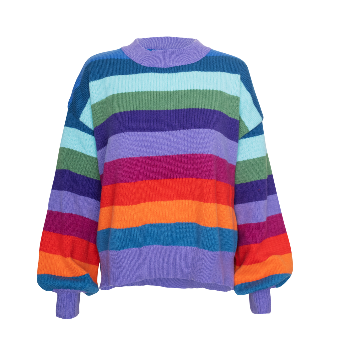 happy stripes pullover sweater easy to wear everyday sweater boost your mood
